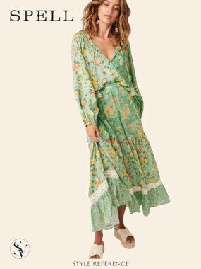NWT SPELL & The Gypsy Collective Melody Set Blouse & Tiered Maxi Skirt Size M